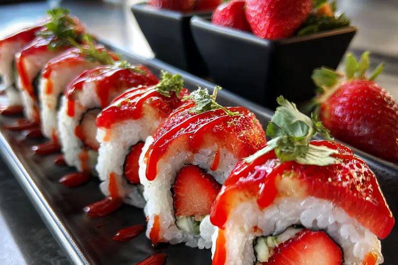 Fresh ingredients for Strawberry Sushi Delight