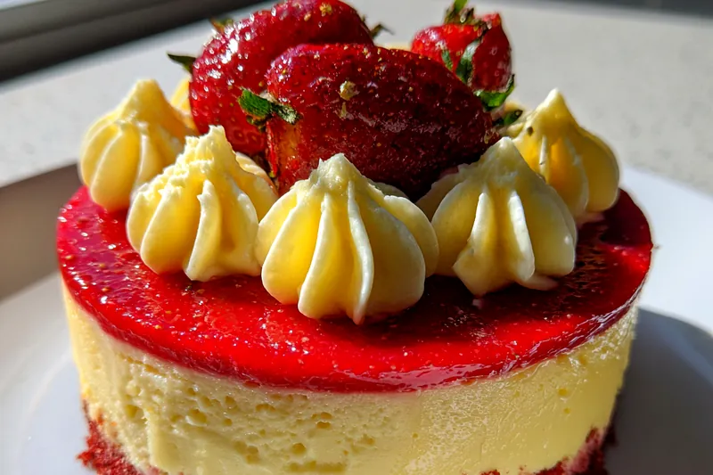 Cooking process for Strawberry Velvet Cheesecake