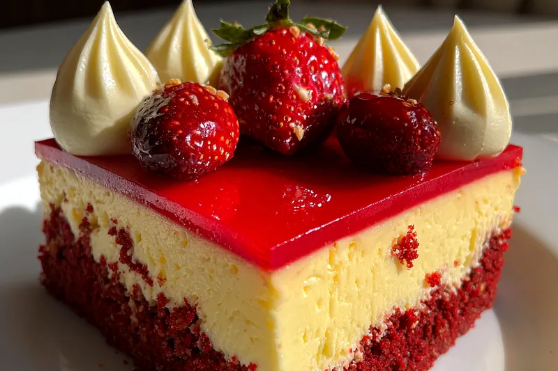 Fresh ingredients for Strawberry Velvet Cheesecake