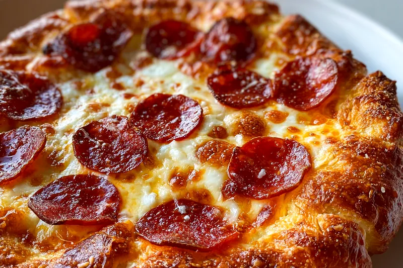 Cooking process for Stuffed Crust Pepperoni Pizza