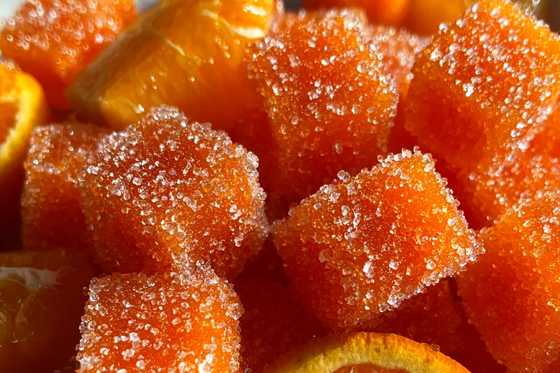 Cooking process for Sugary Orange Gel Cubes