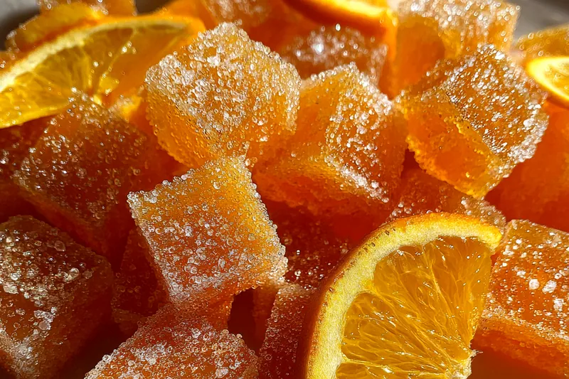 Fresh ingredients for Sugary Orange Gel Cubes