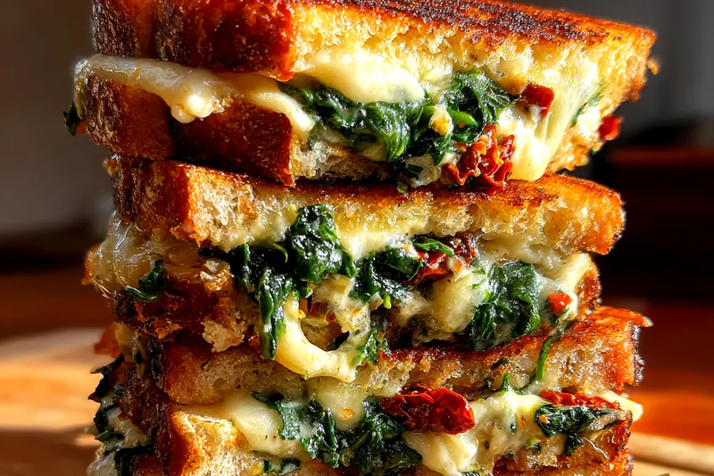 Cooking process for Sun-Dried Spinach Grilled Cheese