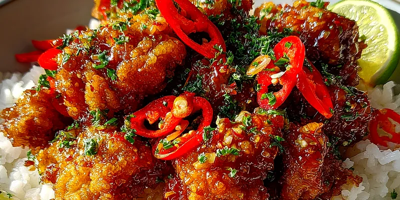 Delicious Sweet Chili Glazed Chicken served on a plate