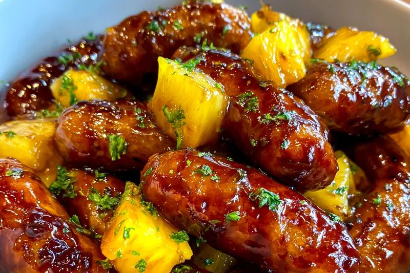 Fresh ingredients for Sweet Pineapple Sausage Bites