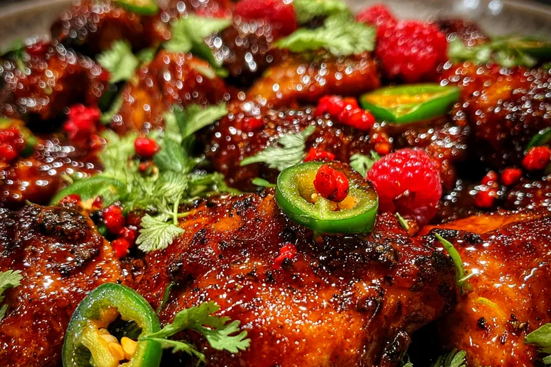 Cooking process for Sweet Spicy Raspberry Chicken