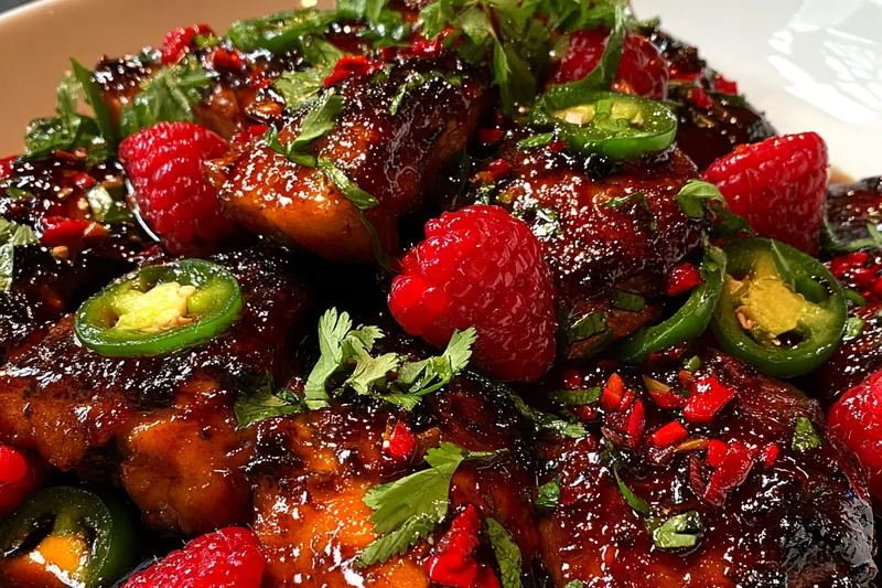 Fresh ingredients for Sweet Spicy Raspberry Chicken