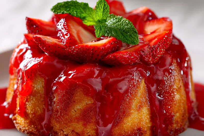 Baking process of Sweet Strawberry Pound Cake