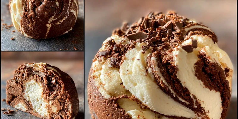 A beautifully plated dish of Swirled Chocolate Delights topped with chocolate drizzle and served with fresh berries.