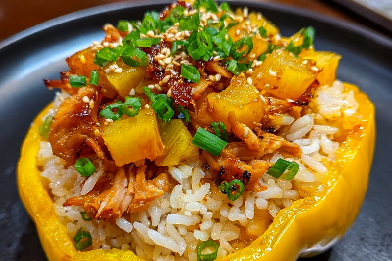 A vibrant array of fresh ingredients including chicken, bell peppers, and teriyaki sauce laid out for Teriyaki Chicken Pepper Delight.