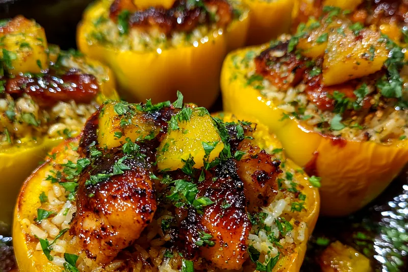Fresh ingredients for Teriyaki Pineapple Stuffed Peppers