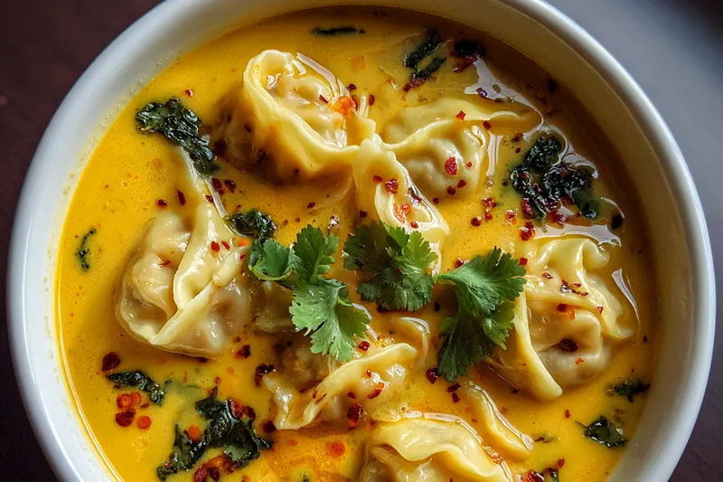 Cooking process for Thai Coconut Curry Dumplings