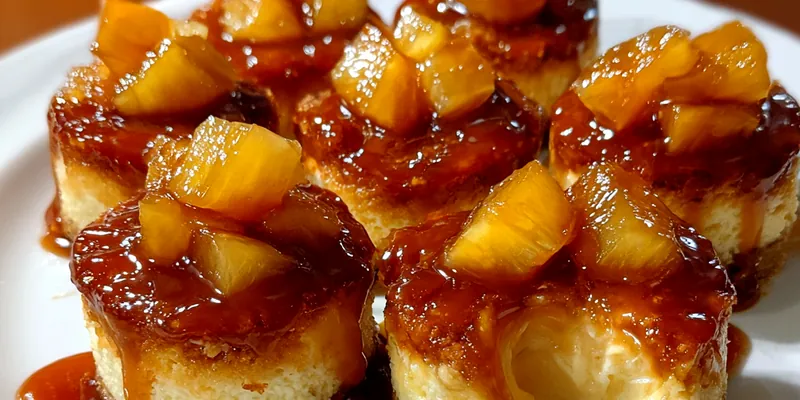Delicious mini pineapple upside-down cheesecakes