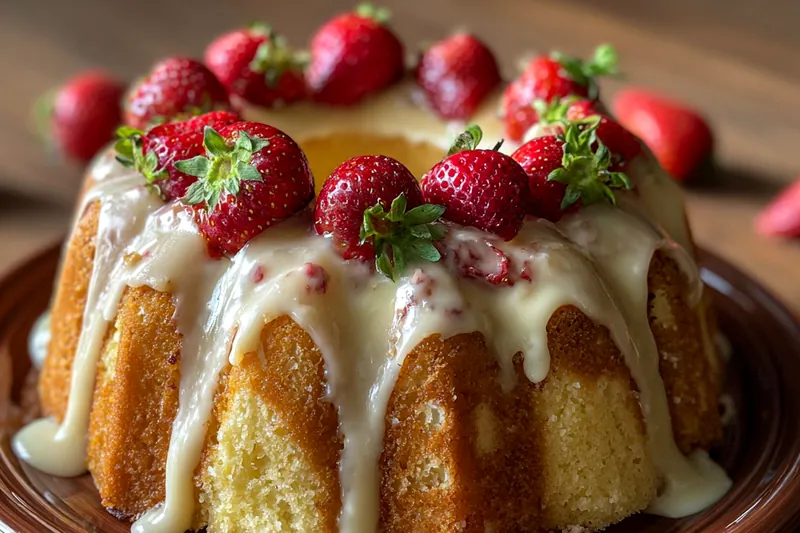 Fresh ingredients displayed for Decadent Strawberry Cream Cheese Cake preparation