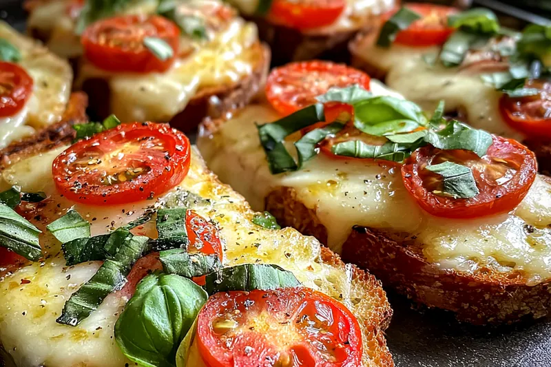Cooking process for Tomato Basil Garlic Bread