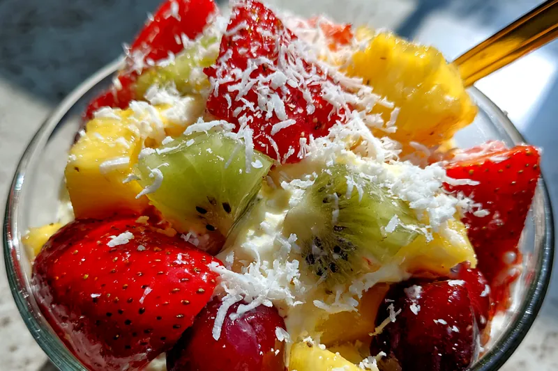 Fresh ingredients for Tropical Fruit Cream Delight