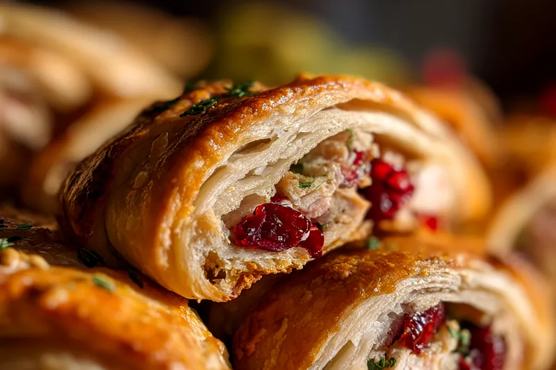 Turkey Cranberry Crescent Ring baking in the oven.