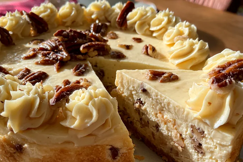 Baked Chocolate Pecan Turtle Cheesecake