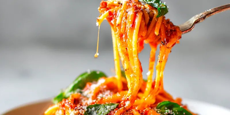 Delicious creamy tomato garlic pasta served in a bowl